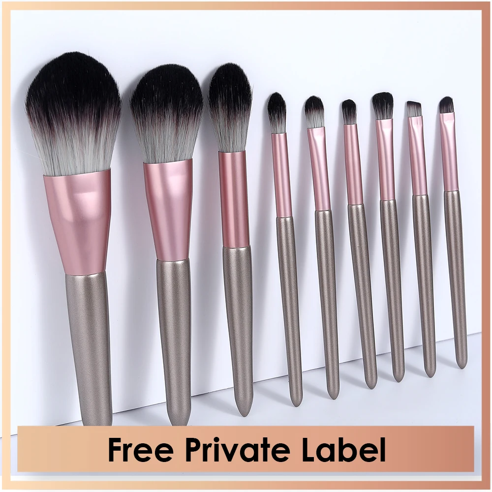 Private Label 9Piece Synthetic Hair Eyeshadow Brush Makeup Brushes Set Wholesale Make Up Tool No Brand No Logo Full Size