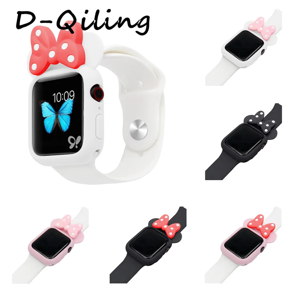 D QilingSilicone Cover чехол для Apple Watch band 38 42 40 44 мм Iwatch Series543 2 1 Женский Мягкий защитный из