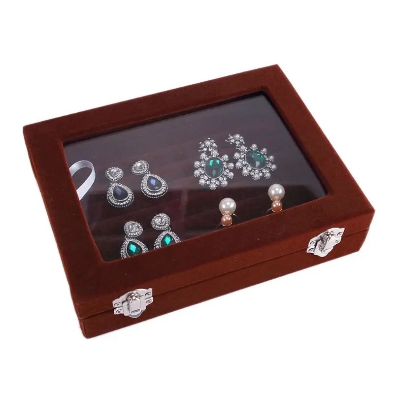 

2021 New Velvet Jewelry Rings Display Tray Earring Storage Case Jewelry Storage Box Makeup Organizer Storage Box