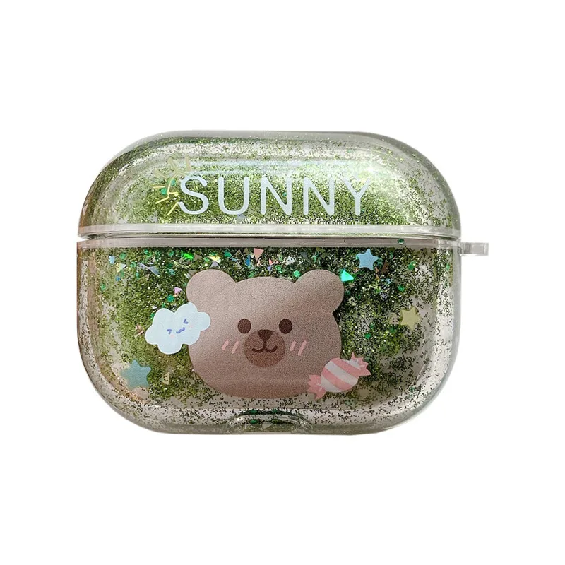 

Case for Airpods Pro Cover Cute TPU Accessories Bluetooth Earphone Protective Case for Apple AirPods 1 2 3 Quicksand Rabbit Bear