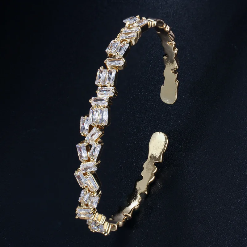 

Jewelry European and American Jewelry 3A Zircon Plated Real Gold Opening Bracelet Bracelet for Women