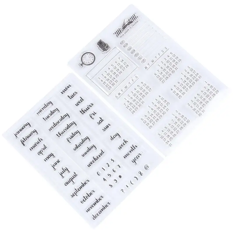 2 шт. прозрачный штамп Многоразовые прозрачные пломбы для скрапбукинга календарь