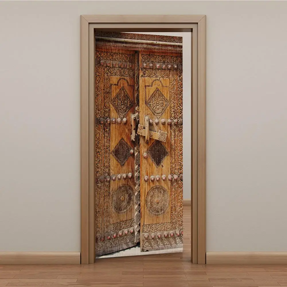 Дверные стикеры в стиле ретро ПВХ водонепроницаемые обои для дверей гостиной