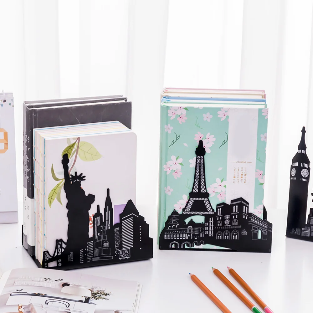 

1 Pair of Statue of Liberty Shape Bookends Multi-Functional Book Stoppers Creative Metal Book Stand Book Organiser Durable Book