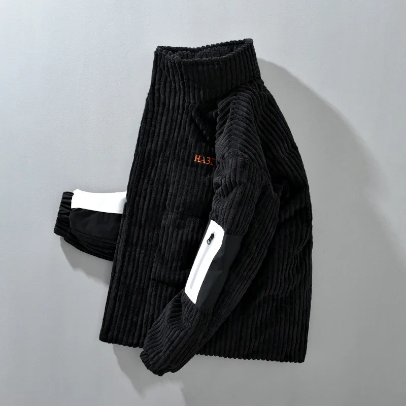 Мужская вельветовая куртка с воротником-стойкой и вышивкой