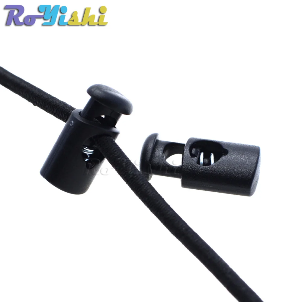 

100pcs/pack Cord Lock Stopper Cylinder Barrel Plastic Toggle Clip For Garment Accessories Black Free Shipping