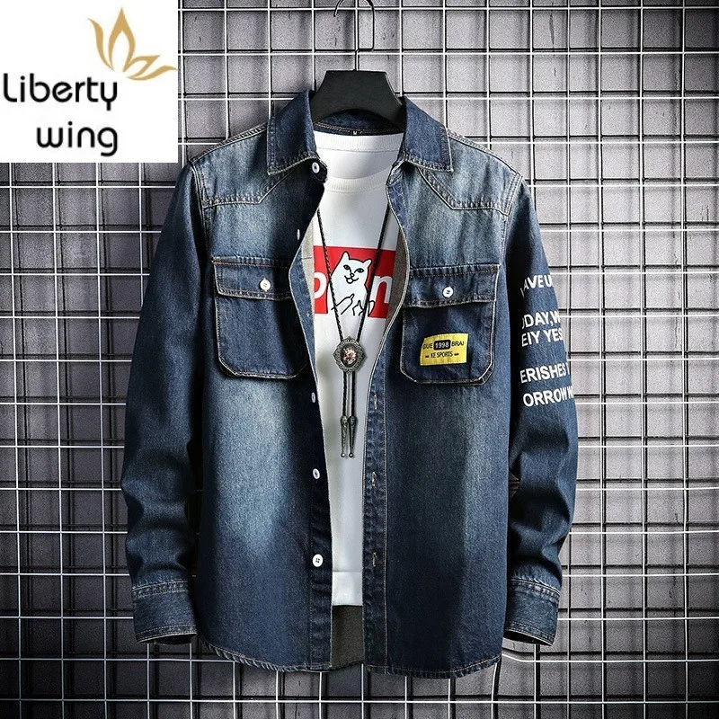 Мужская осенне Весенняя джинсовая рубашка с длинным рукавом ковбойские Топы Safari