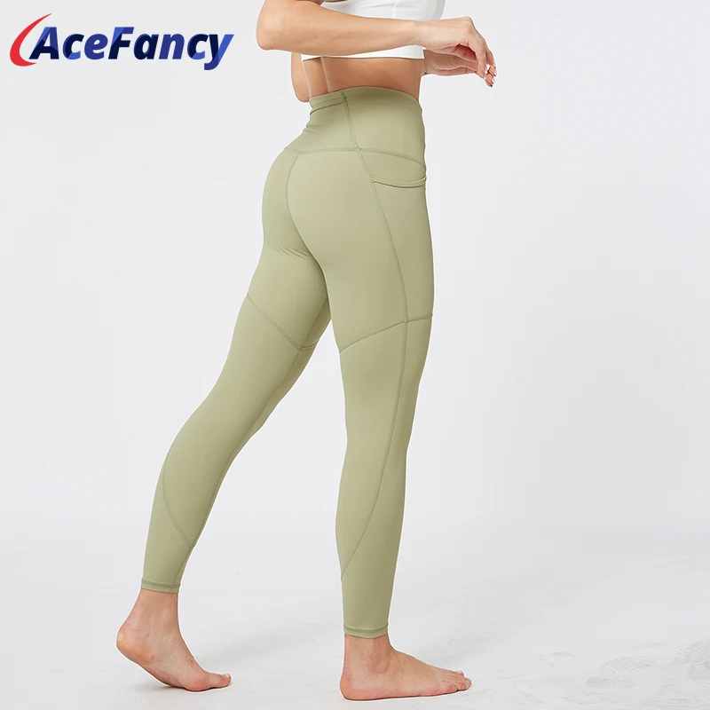 Леггинсы с боковым карманом высокая талия штаны для бега йоги подтяжки живота