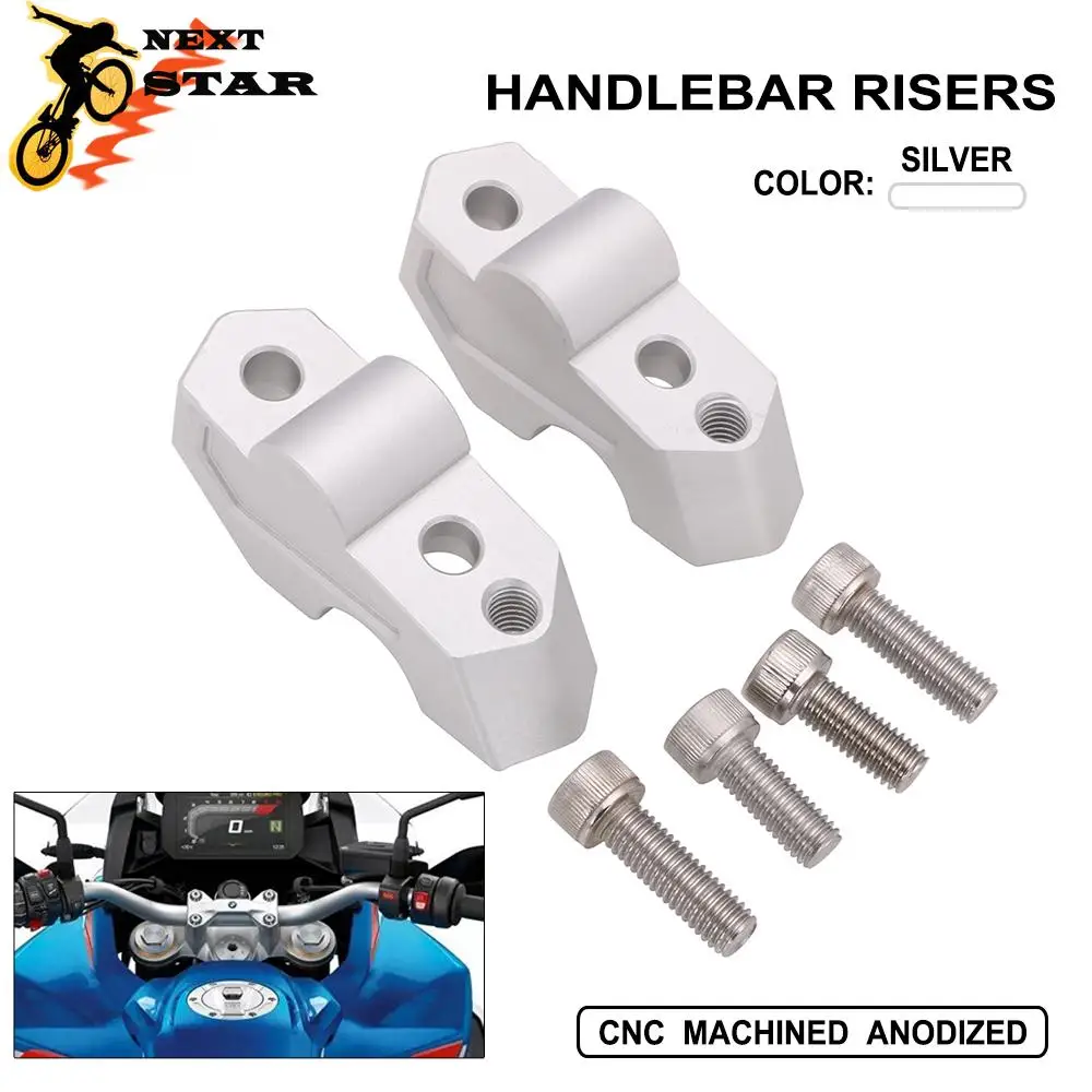 

2pcs 22mm CNC Aluminum Motorcycle Handlebar Bar Riser Clamp Mounting Taper For BMW F750GS 2018-2019
