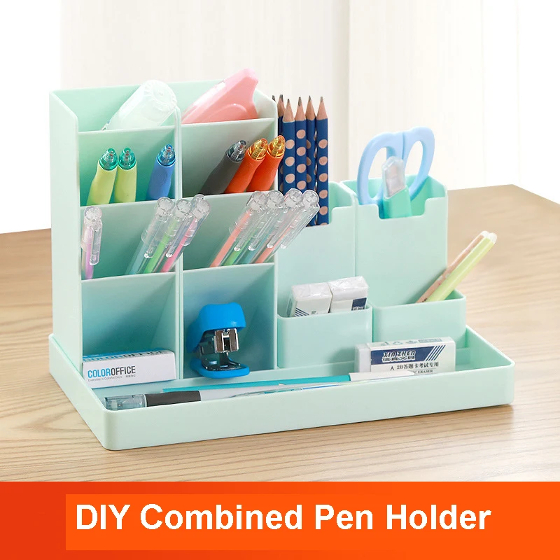 

DIY Combined Pen Holder Desk Accessories Pencil Storage Box Desktop Organizer Stand Case School Office Stationery