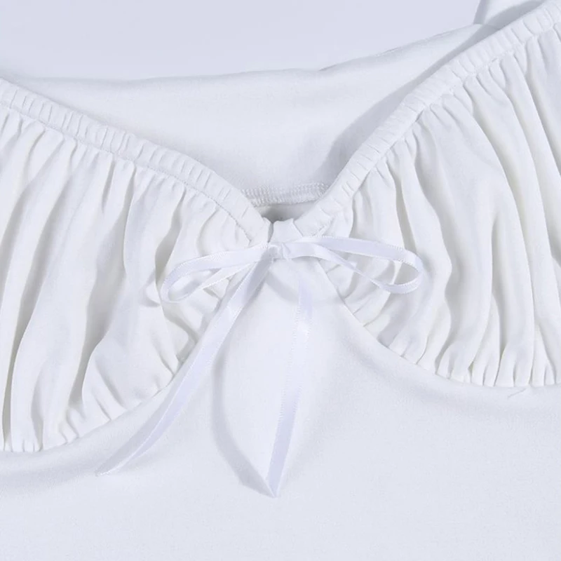 Хит продаж женский укороченный топ с u образным вырезом и бантом однотонный