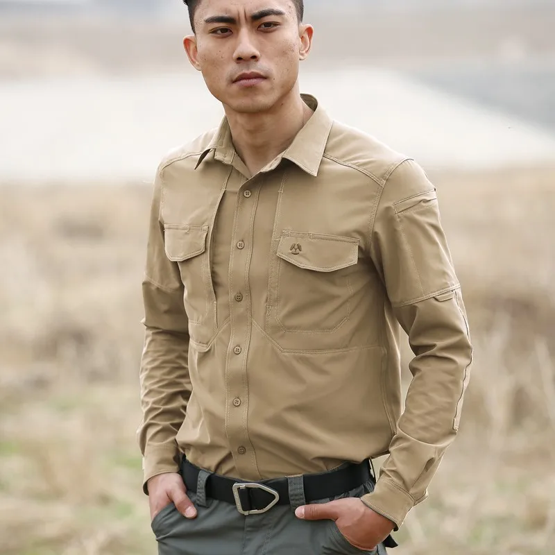 

Outdoor quick-dry shirt, mountaineering tactical shirt, Breathable Slim Fit urban special service casual business shirt Fast-dry