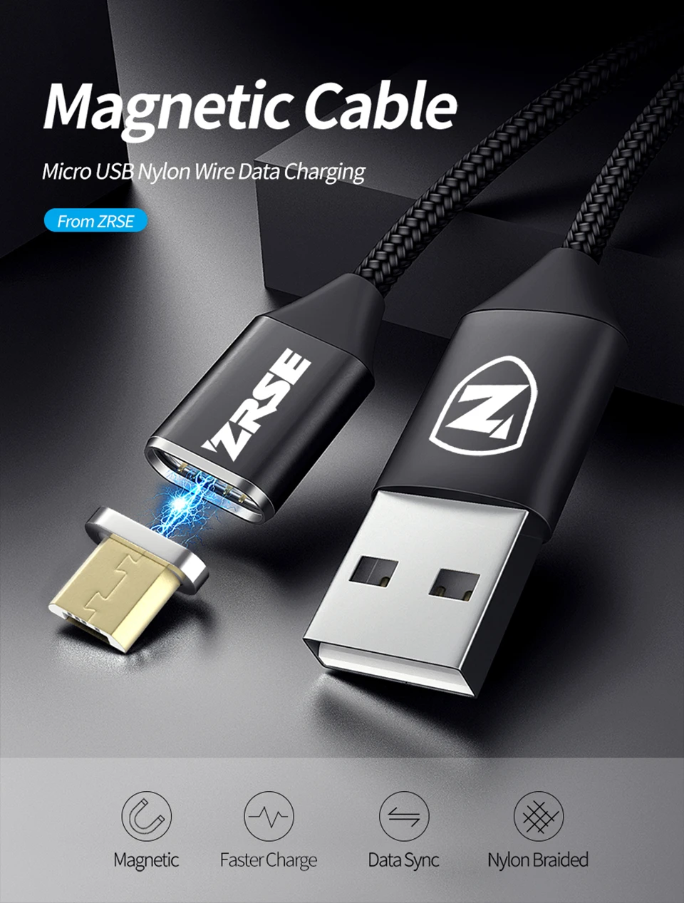 Магнитный кабель, нейлоновый Плетеный Micro USB Magnectic кабель для зарядки данных Магнитный кабель для быстрой зарядки для Xiaomi, samsung, Android
