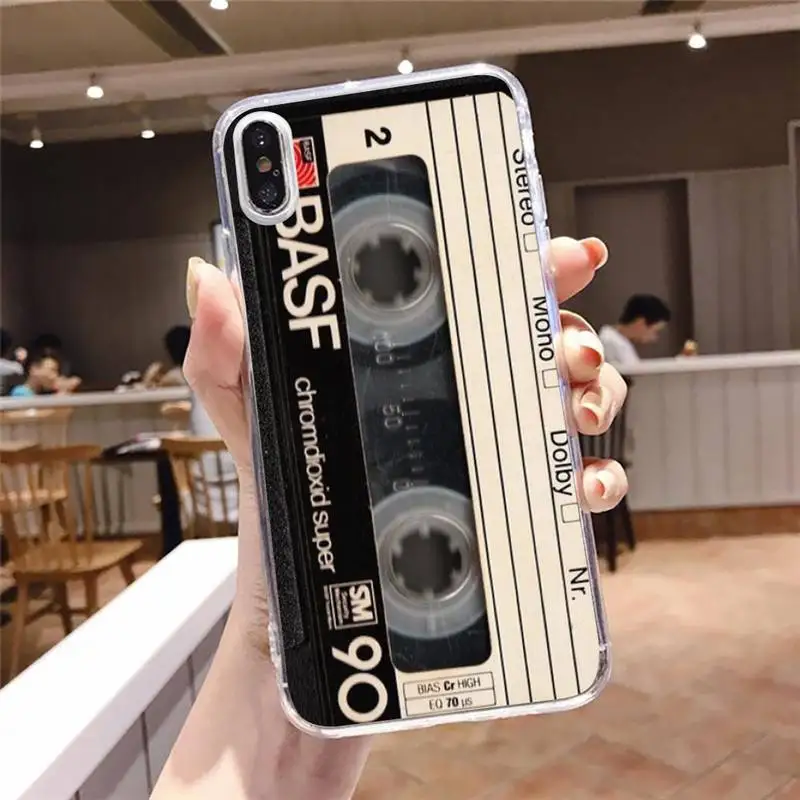 

Retro Magnetic tape Phone Case Transparent for iPhone 6 7 8 11 12 s mini pro X XS XR MAX Plus
