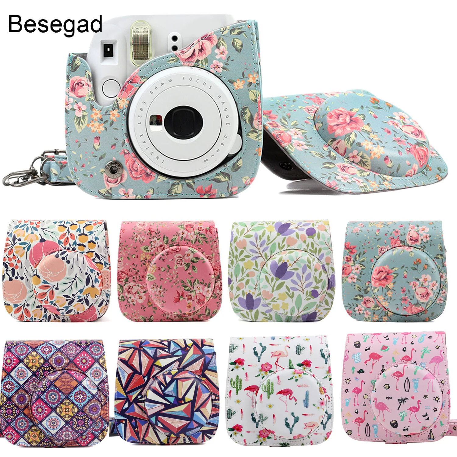 Чехол для Камеры Besegad из искусственной кожи держатель с плечевым ремнем Fujifilm Instax