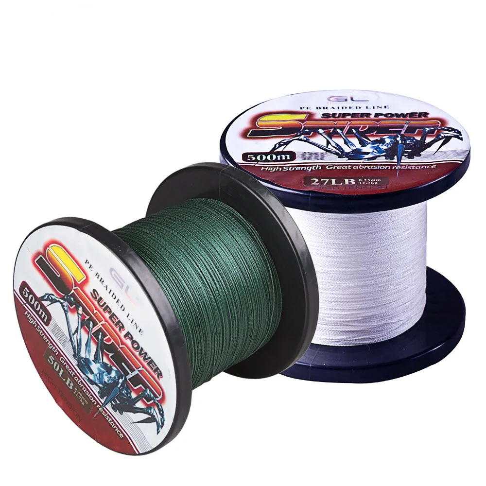 

TAF 4 Strand Super Power PE Braided Line Multifilament Fishing Line 500m Braid Thread Green/White 4 Braid Fishing Line 12-80LB