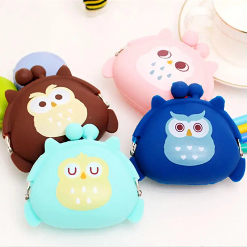 

Кошелек для милых девушек монет сова, силиконовый мини-кошелек, кошелек для мелочи