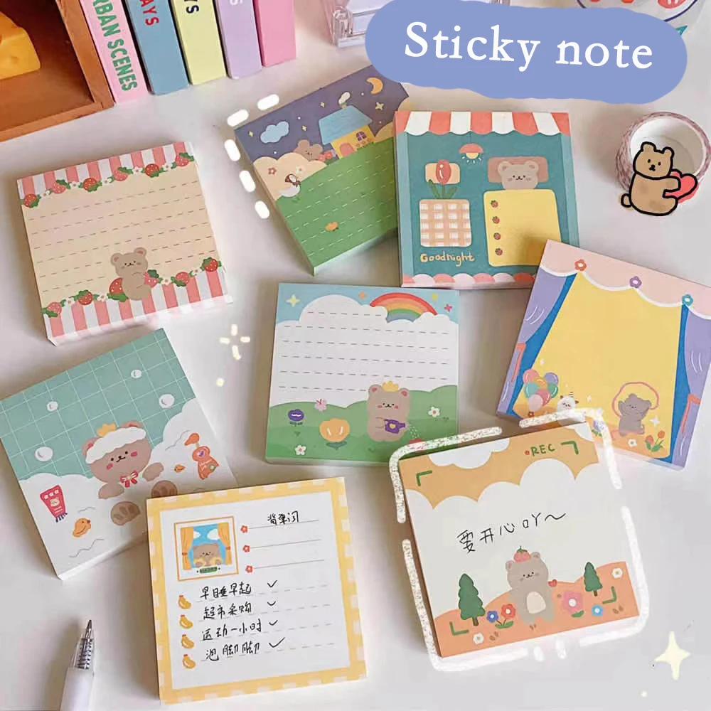 

Cute Bear Memo Sticky Note Paper Daily To Do It Check List student Paperlaria Portable Notepad School Office Stationery
