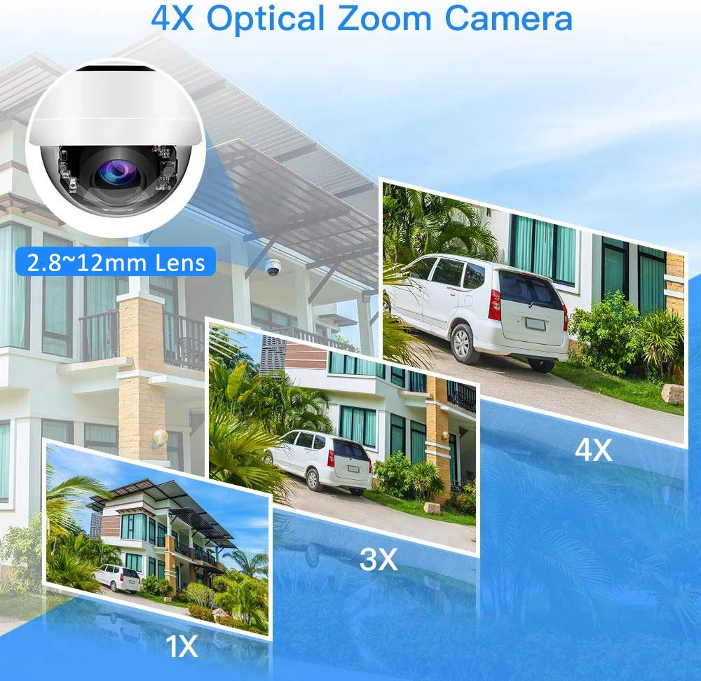 UniLook открытый 5MP PoE PTZ безопасности IP камера 2592x1944P супер HD 4X оптический зум PTZ купольная камера антивандальная с кронштейном