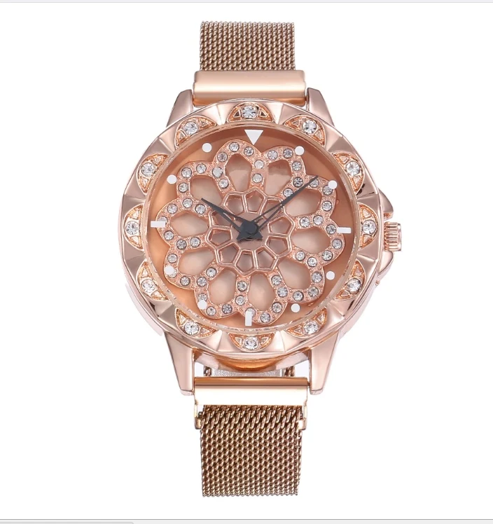 rose gold Женские часы, звездное небо, женские часы, повседневные, роза, вращающаяся сетка, кварцевые часы, часы, Relogio Feminino - Цвет: rose gold