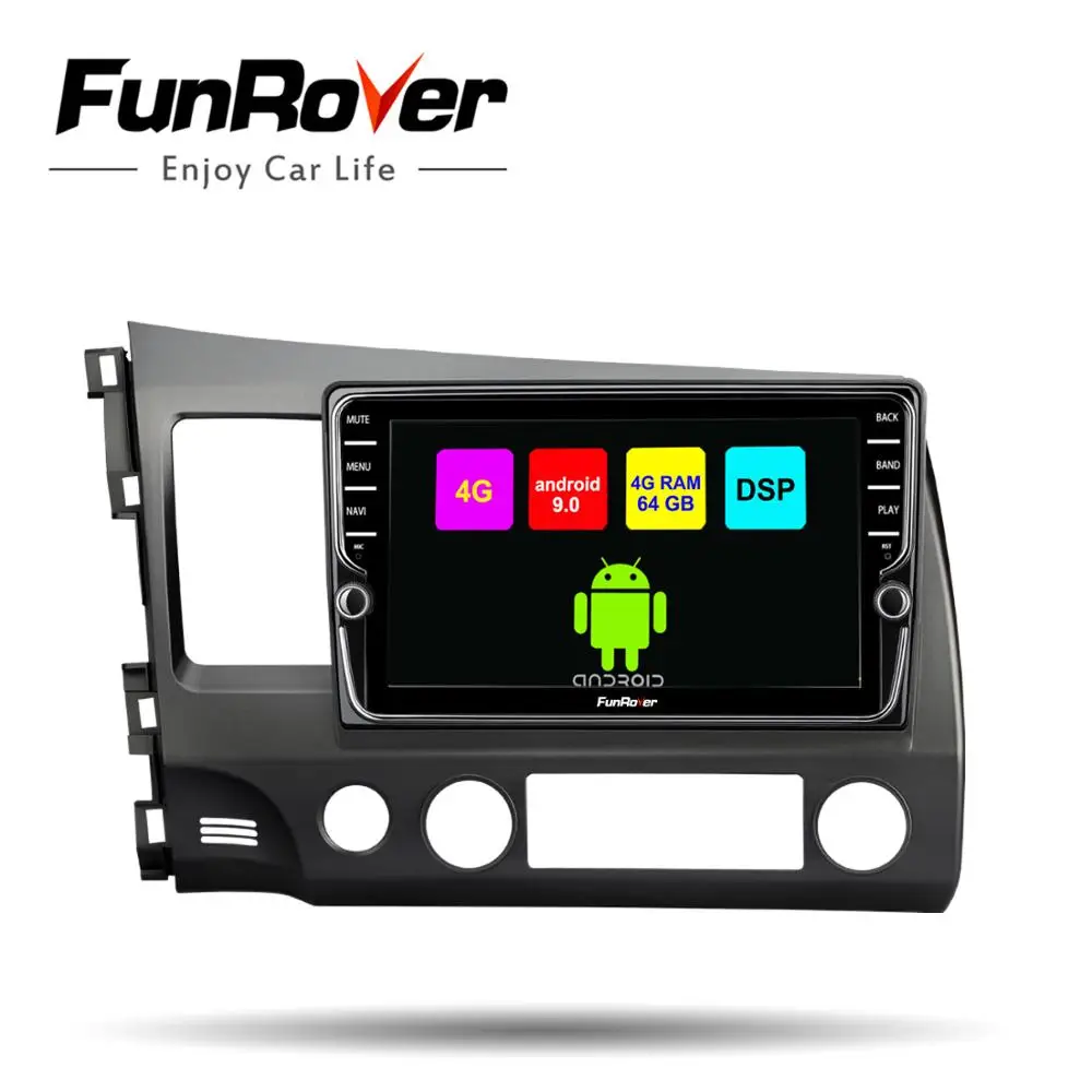 Funrover Android 9.0 Car DVD GPS Multimedia Player For Honda Civic 2006-2011 car dvd Navigation radio Video Audio dsp | Автомобили и
