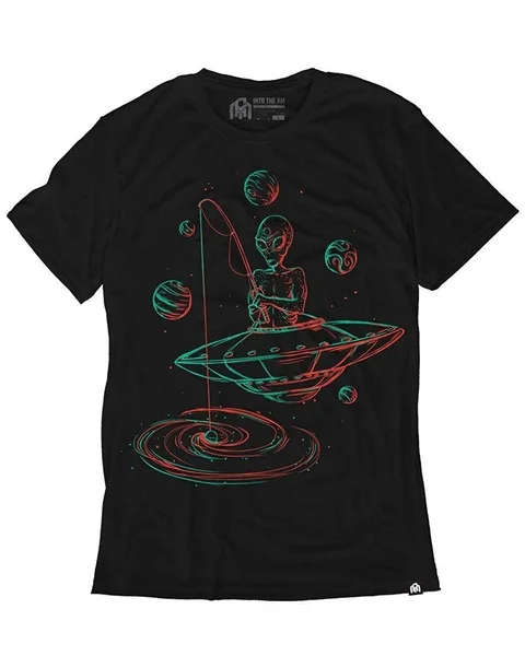 

Summer t-shirts Men's Alien fishing interstellar Graphic Short Sleeve T-Shirt