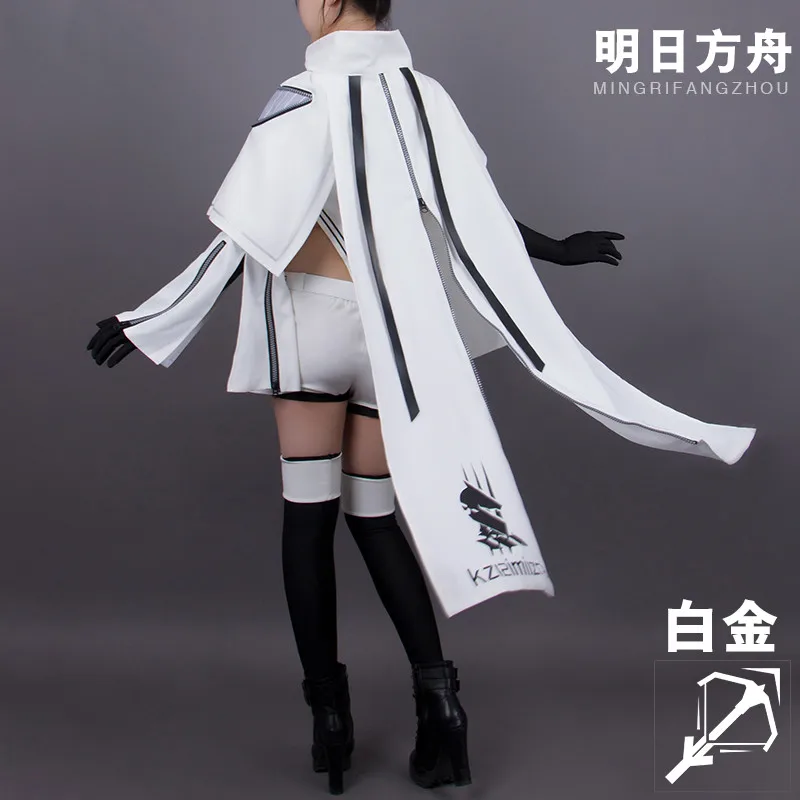 Games Arknights Platinum Cosplay Costume White Shirt Shorts Belt Socks Full Set Battle Suits Women Girls Carnival Party Clothes |
