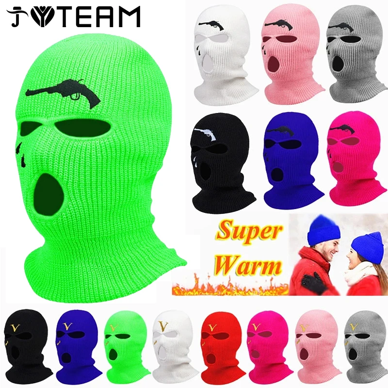 Вау! Новинка 2022 г. модная Лыжная маска с вышивкой на все лицо 3 отверстиями зимняя