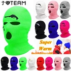 Вау! Новинка 2022 г., модная Лыжная маска с вышивкой на все лицо с 3 отверстиями, зимняя Балаклава, очень теплая велосипедная маска