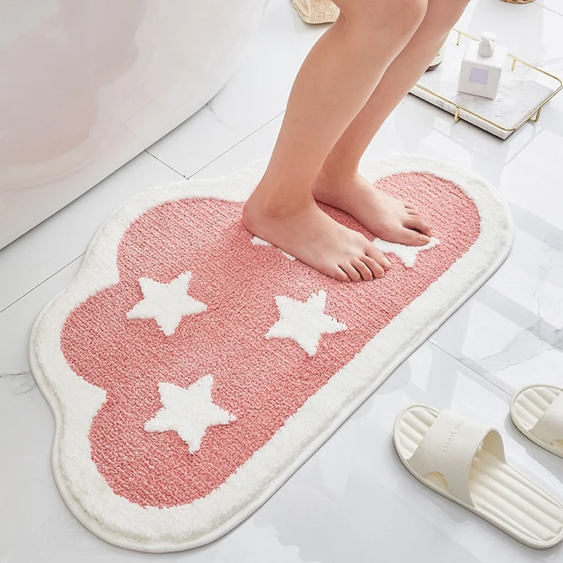 

Bathroom Rugs Clouds Bath Mat Cartoon Bathroom Decor Bath Rugs Plush Absorbent Non-Slip Foot Mat Toilet Rug