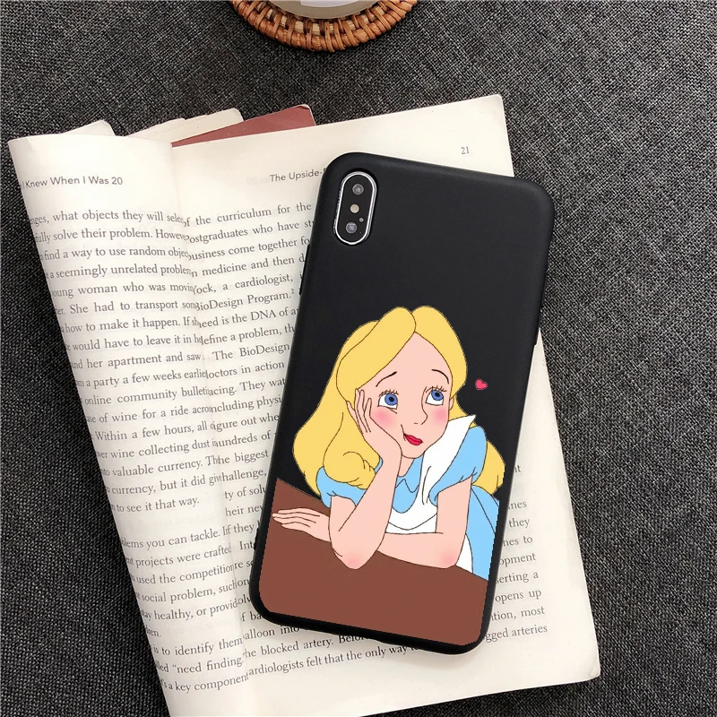 Чехол для телефона с изображением принцессы Алисы в стране чудес для iphone 8 plus, чехол для телефона для iphone X, 5S, SE, 6, 6s, 7 Plus, 11 PRO MAX, Черный силиконовый чехол из ТПУ