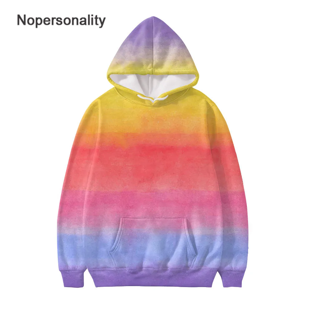 

Nopersonality Autumn /Winter Hoodie Rainbow Printed Women Street Hoodie Sweatshirt Hoodies Pullovers Long Sleeved Clothing