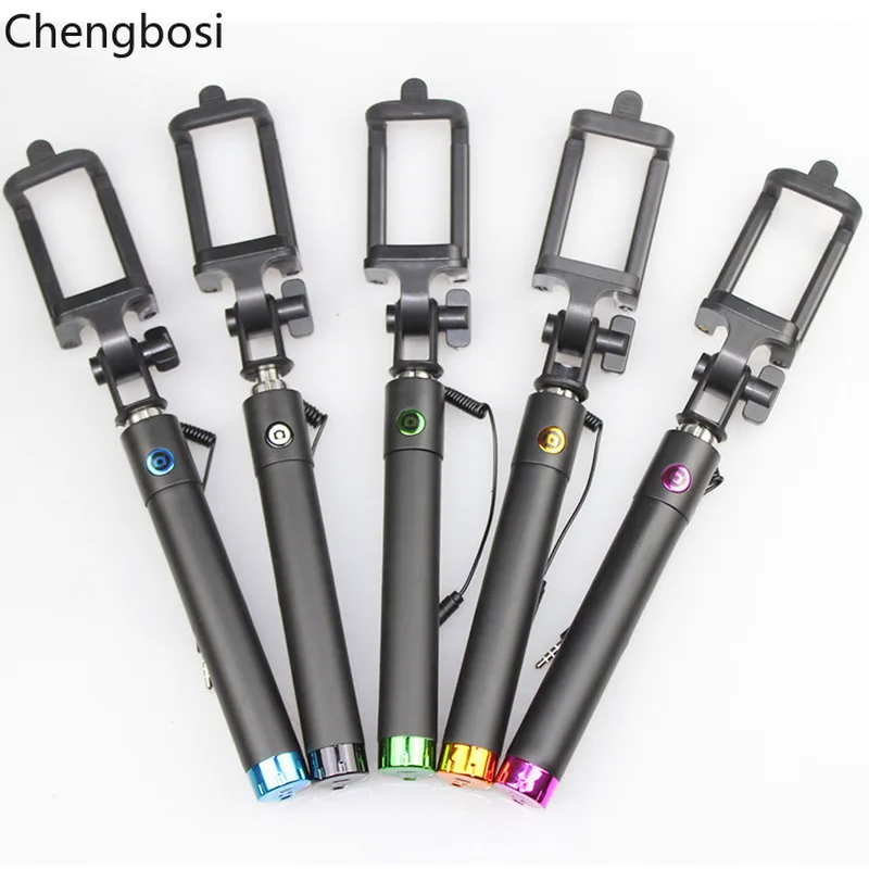 Mini Selfie Stick Selfy Handheld Extended WIRED Monopod Portrait Taker Video Recorder UNIVERSAL FIT with IOS Android Smartphones |