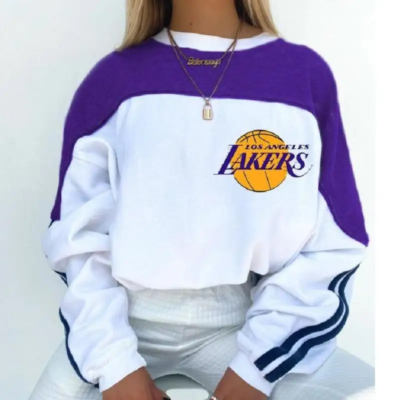 

Autumn Round Neck Sweatshirt Women's Long Sleeve Splicing Casual Lettering Women's Hoodie Fashion Pullover Women's Clothing