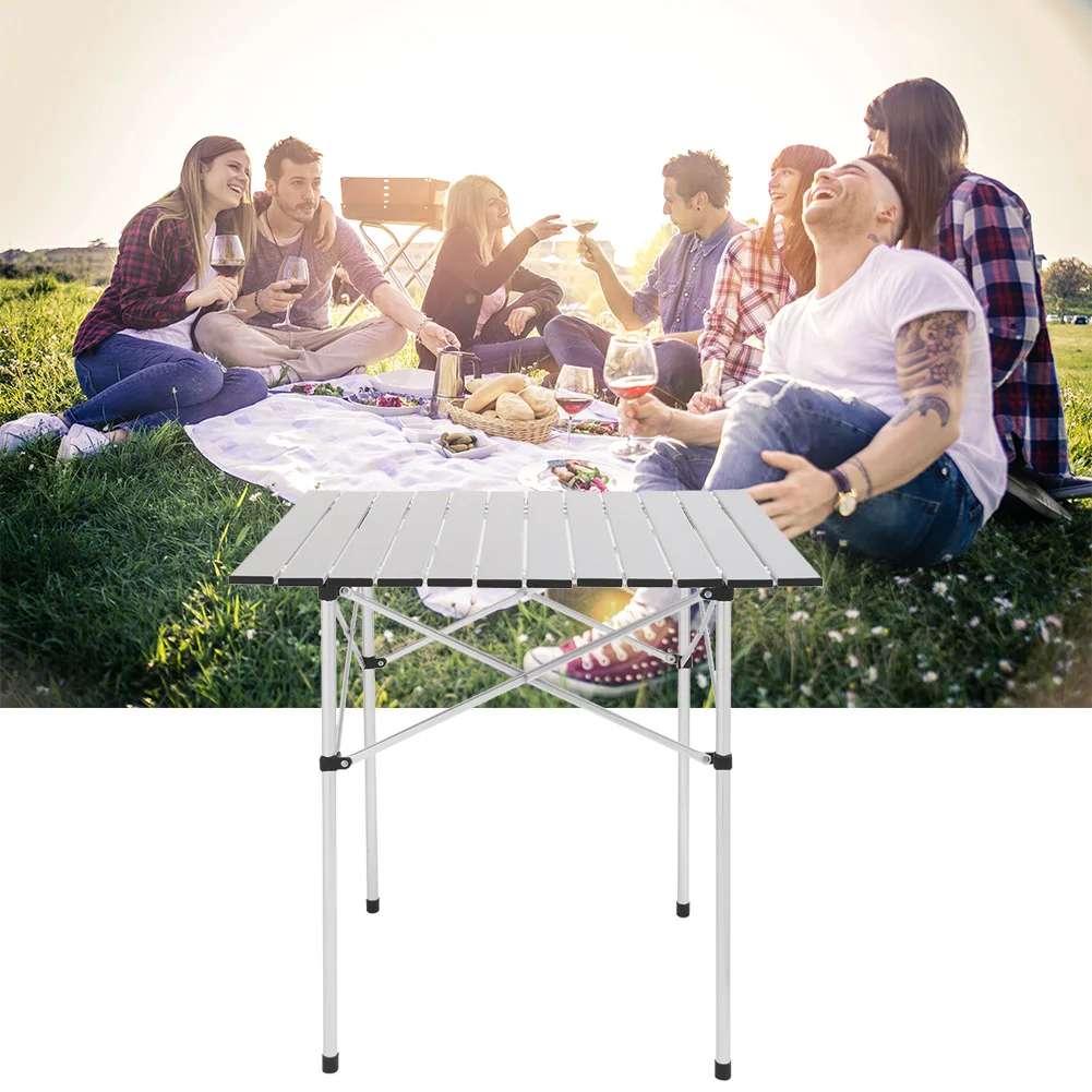 

Folding Camping Table, Portable Aluminum Lightweight Square Camp Table with Carry Bag for Outdoor and Indoor