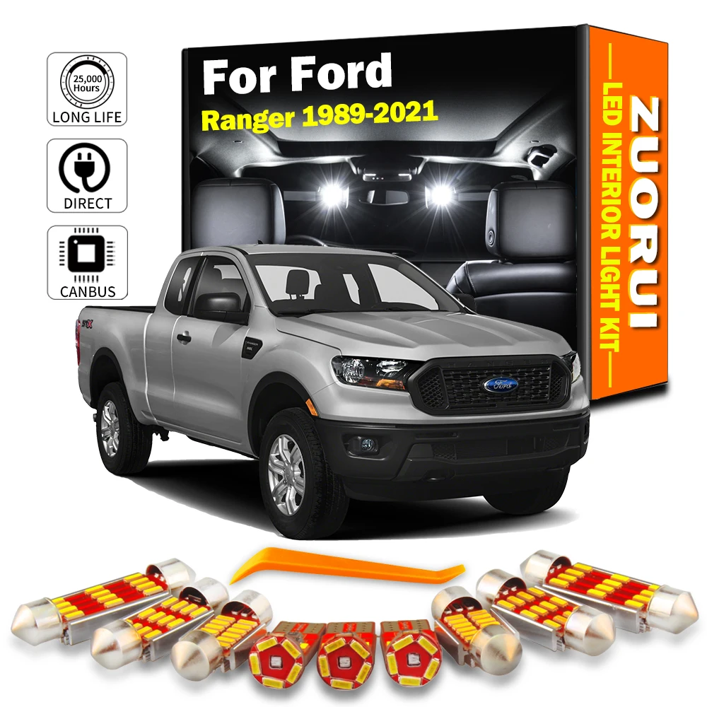 ZUORUI For Ford Ranger 1989-2018 2019 2020 2021 Canbus Vehicle LED Interior Trunk Light Bulbs No Error Car Lighting Accessories