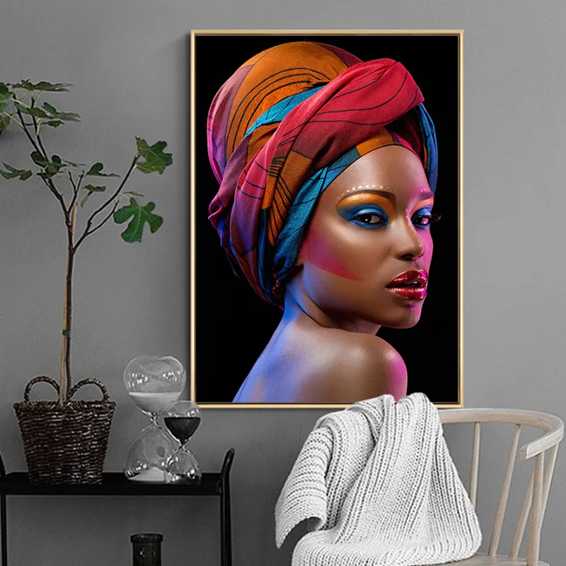 Sexy Black Nude African Woman Red Lips Canvas Painting Posters and Prints Scandinavian Cuadros Wall Art Picture for Living Room | Дом и сад