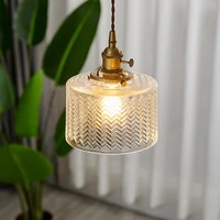 japanese style brass retro glass chandelier nordic simple bed and bed bedroom hallway balcony bar dining room light