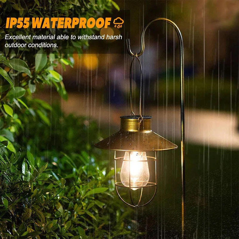 

Solar Lantern Edison Bulb Tungsten Light Outdoor Hanging Lamp Retro Wrought Iron Lantern For Camping Garden Terrace Decoration20