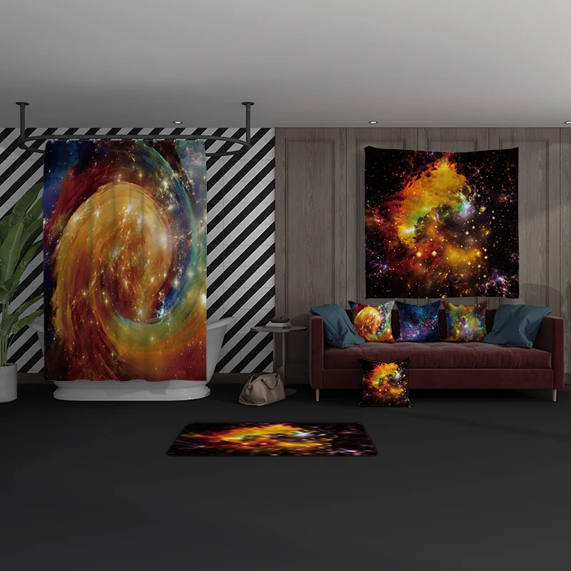 

IBANO Starry Sky Shower Curtain Waterproof Polyester Fabric Bath Curtain For The Bathroom Decoration With 12pcs Plastic Hooks