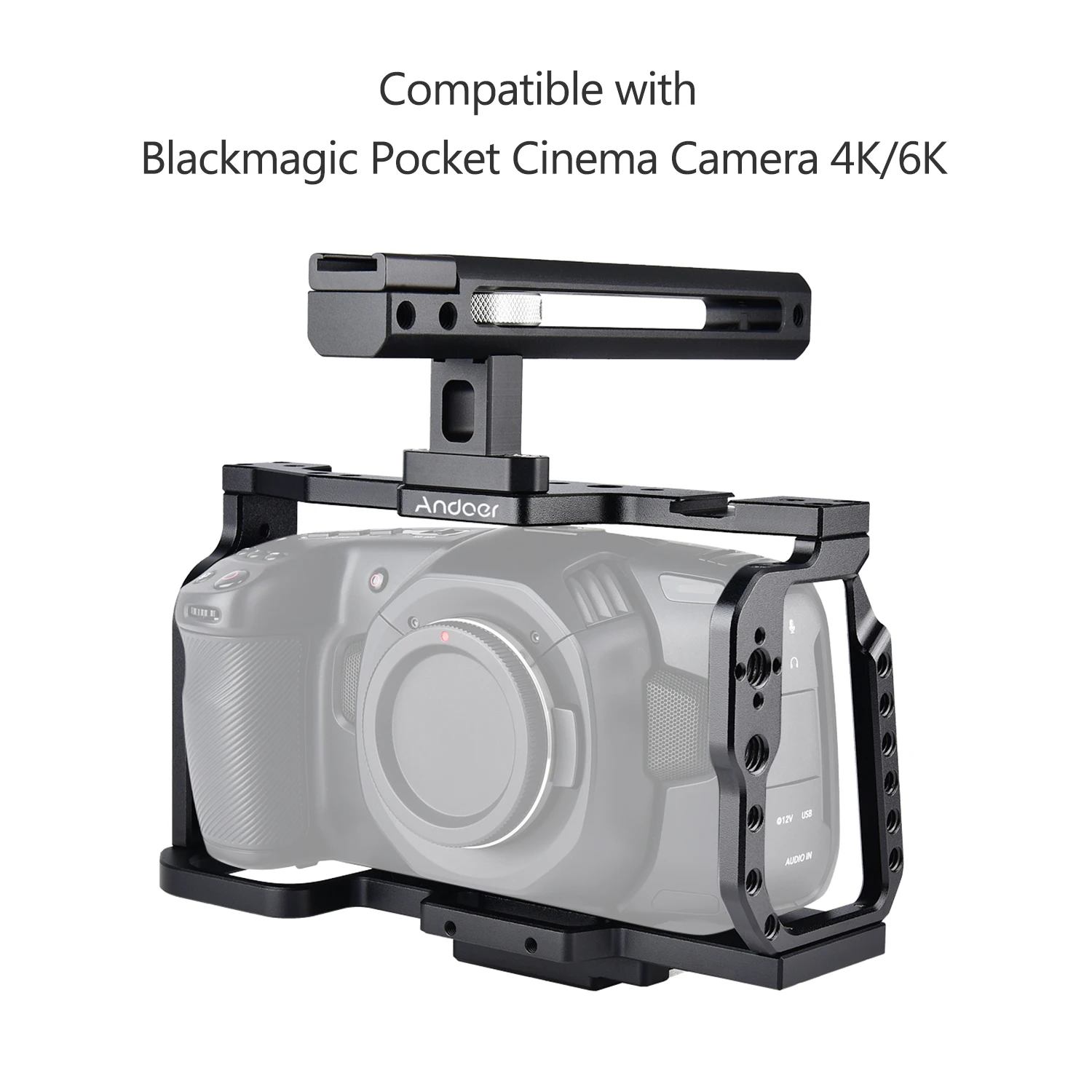 Камера Andoer Cage для Blackmagic Pocket Cinema 4K/6K BMPCC 4K 6K рукоятка видеокамеры Стабилизатор