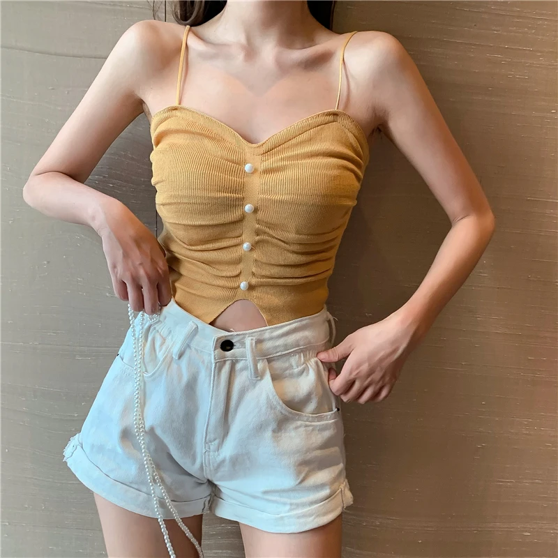 

Для женщин вязаное платье на бретельках спагетти на бретелях с лямками, сексуальные топы с вырезом спереди облегающие топы с бретельками