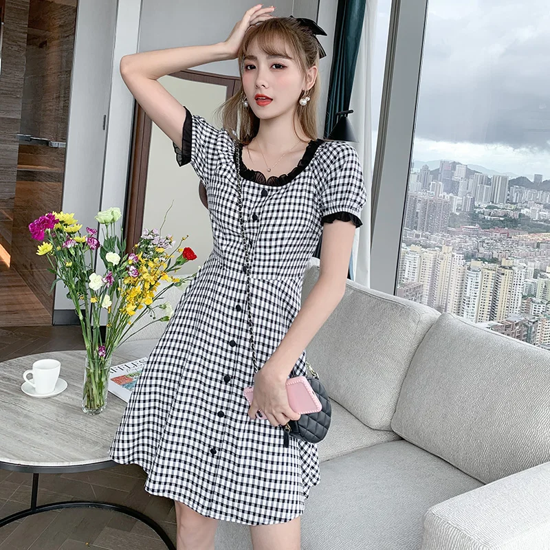 Платье в клетку для французских меньшинств новинка 2020 Стильное женское короткое