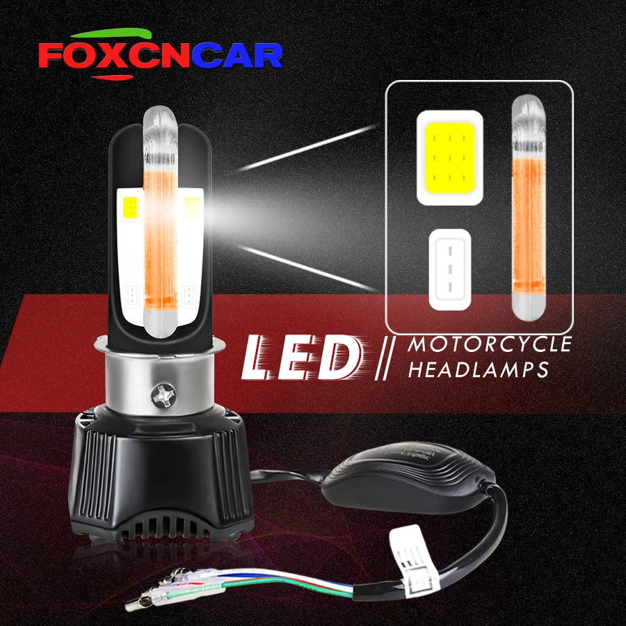 U образный H4 светодиодный мотоцикл лампы 6500 к 40 Вт Hs1 P15d PA20D Hi Lo луч 4400LM красным