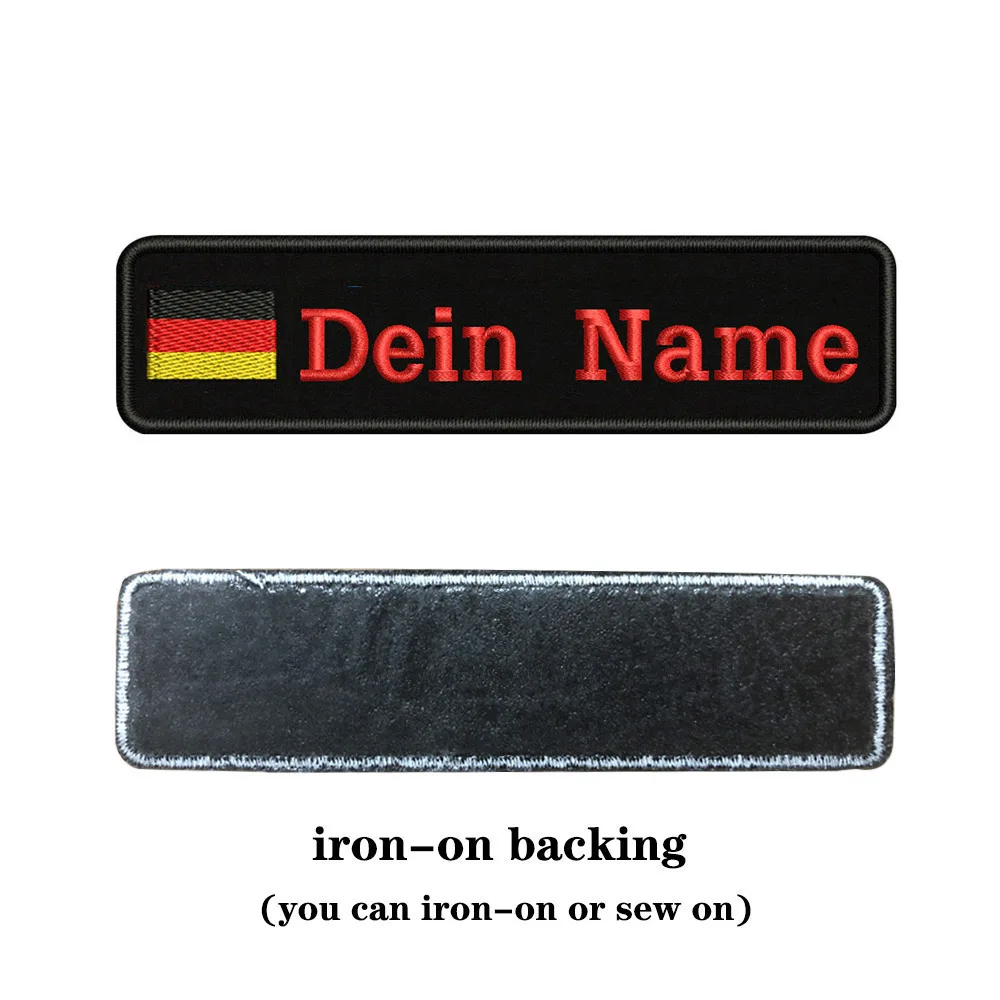 Rose red-iron on На заказ Вышивка Флаг Германии имя или заплатка с текстом 10 см* 2,5 см значок Утюг на или липучке Подложка для одежды брюки рюкзак шляпа - Цвет: Rose red-iron on