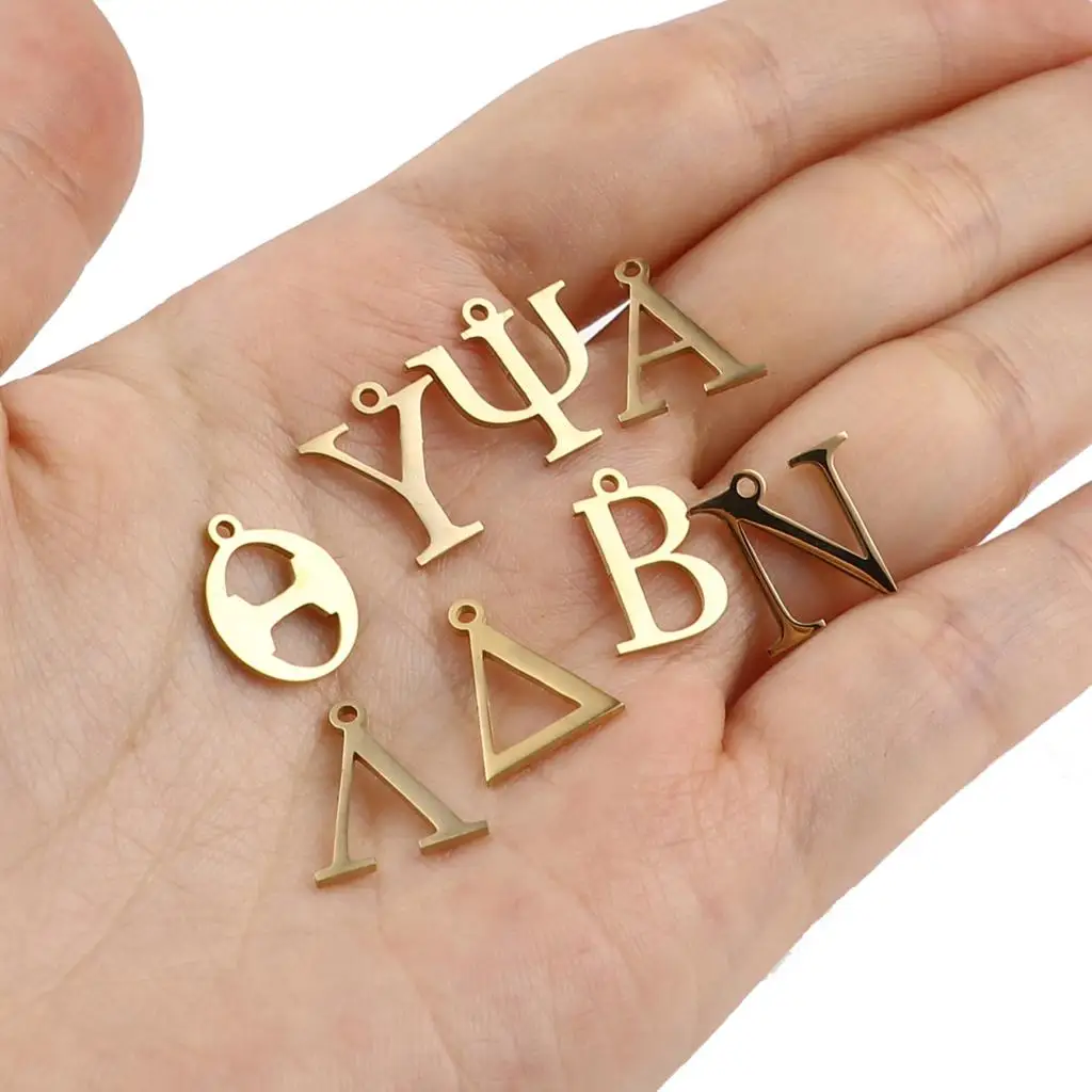 

1 Piece Stainless Steel Charms Gold Plated Greek Alphabet Creative Jewelry Findings Charm Pendnats For Necklace Handmade DIY