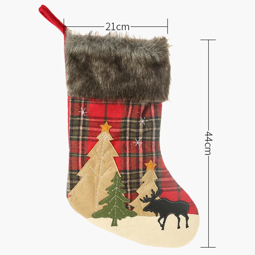 Клетчатые Рождественские Елочные лося чулки с принтом офисные не-тканые