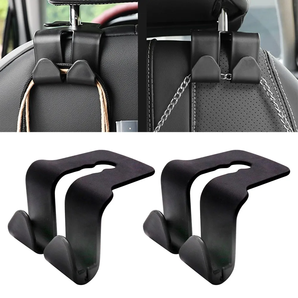 

2pcs Plastic Fiber Car Phone Bag Cloth Grocery Storage Headrest Seat Back Hook Clips Holder Car Seat Hook 8*6.5*6cm