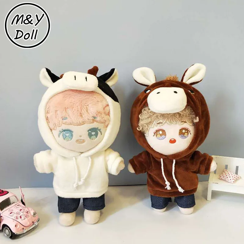 

Doll Clothes for 20cm Cow Horse Hoodies Clothes Set Idol Jimin Jin V Suga Jungkook EXO Twice Toy Accessories Christmas Gift