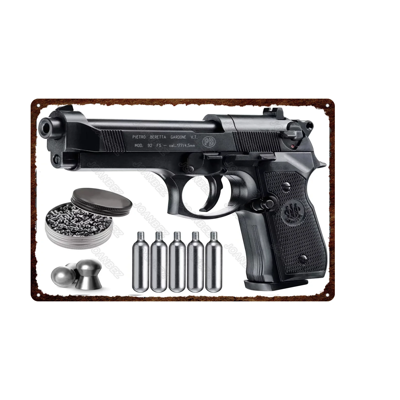 

Metal Pistol MP42 Automatic Carbon Dioxide DD Pistol Bundle 1412BBS and 13 CO2 Metal Wall Panel Tin Sign Tin Paint